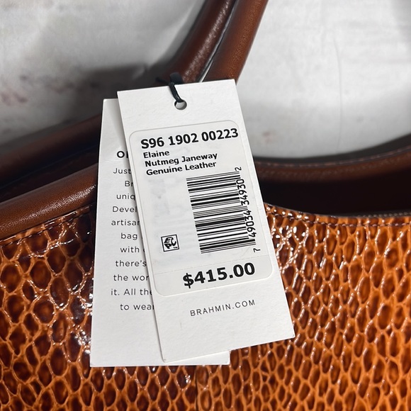 NWT Brahmin Elaine Satchel Bag in Nutmeg Janeway! - Picture 4 of 12